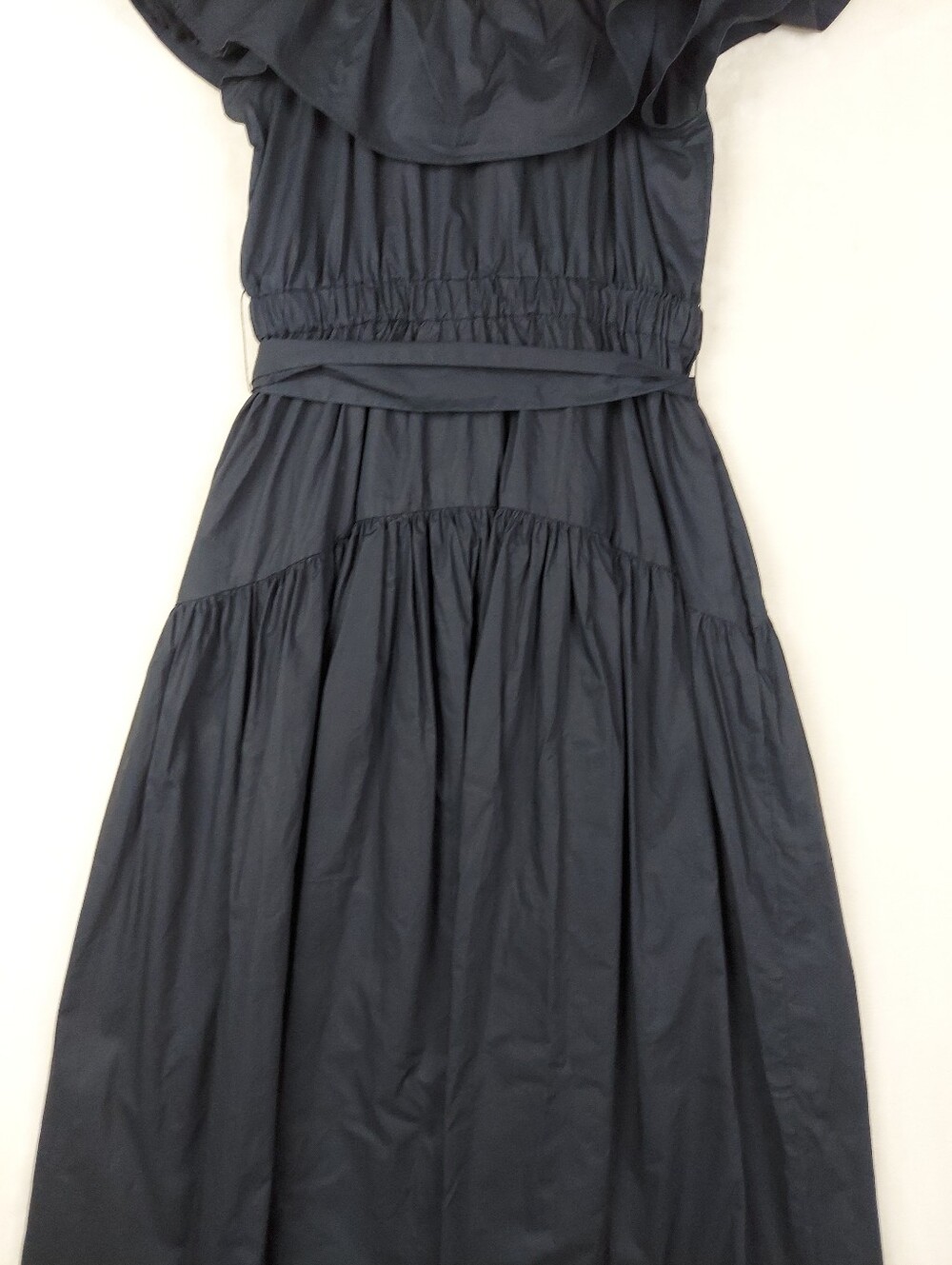 Ulla Johnson Amira Ruffle Poplin Midi Dress Black Spring Summer 2022 Sz 00 - Picture 6 of 11